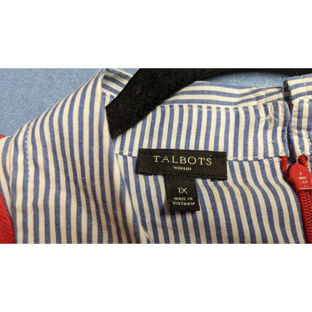 NEW~Women's TALBOTS Red Pique Cotton Layered Look Collared Shirt Dress Size 1X - Picture 14 of 16